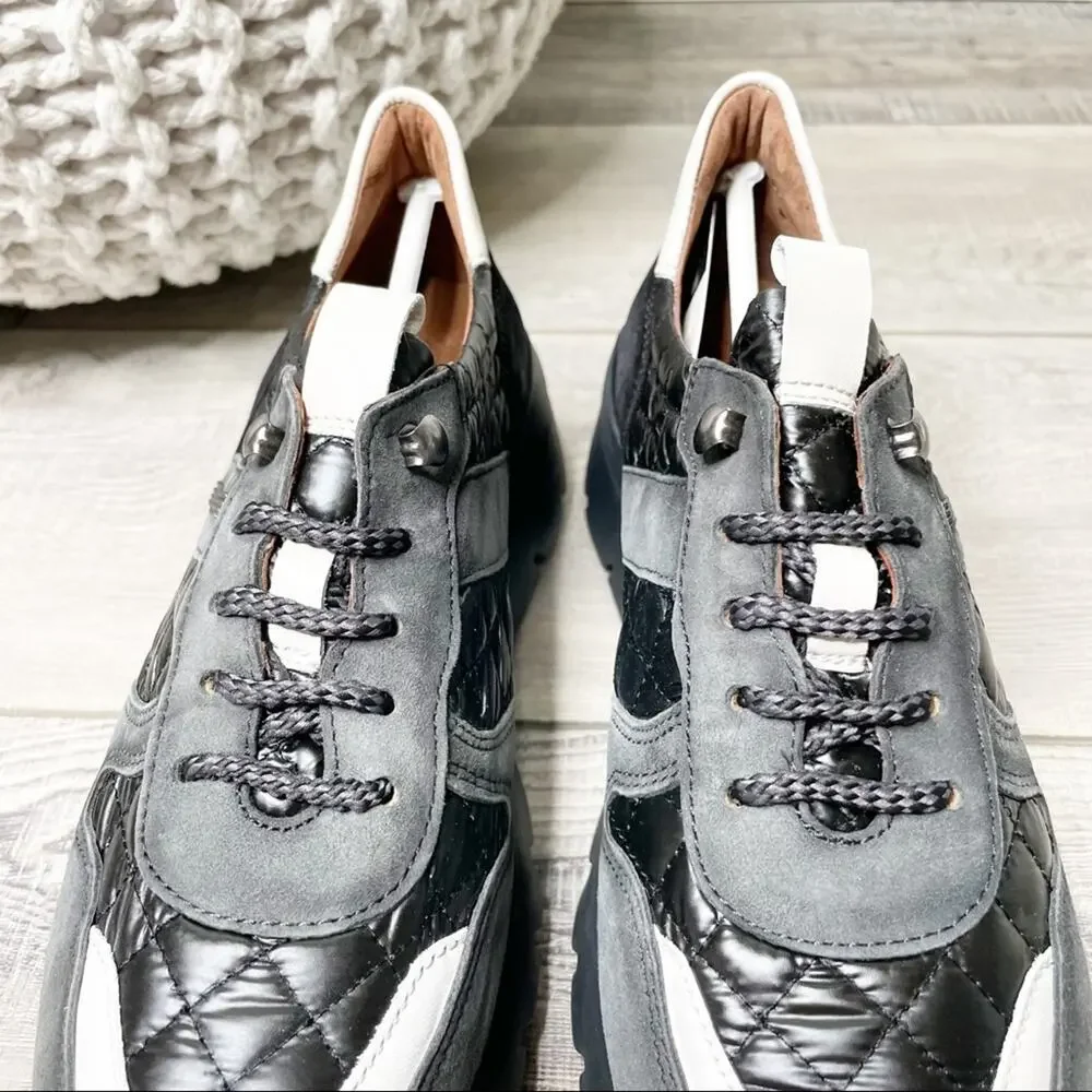 Hispanitas Rielle Suede Quilted Chunky Sneakers Black Size 38 - Picture 5 of 8